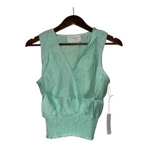 Six/Fifty Sleeveless V-Neck GreenWomen Blouse Small Lightweight Summer‎